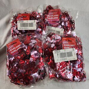 NEW Valentines Heart Foil Garland 4 Twelve Foot Packages Red Pink Valentine